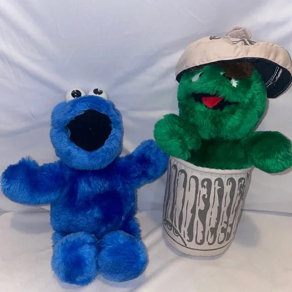 Oscar The Grouch Big Cookie Monster Stuffed Animal Sesame